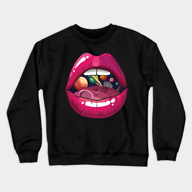 Psychedelic Lips Crewneck Sweatshirt by ThreadWeird Apparel Company